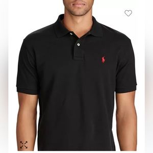 POLO RALPH LAUREN 90’s Vintage Mesh Polo Shirt  Black w Red Pony, XL